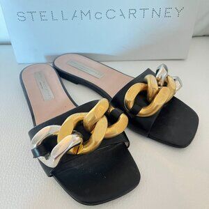 STELLA MCCARTNEY FALABELLA SOFT ECO ALTER MAT SANDALS 39.5 W CHAIN $755